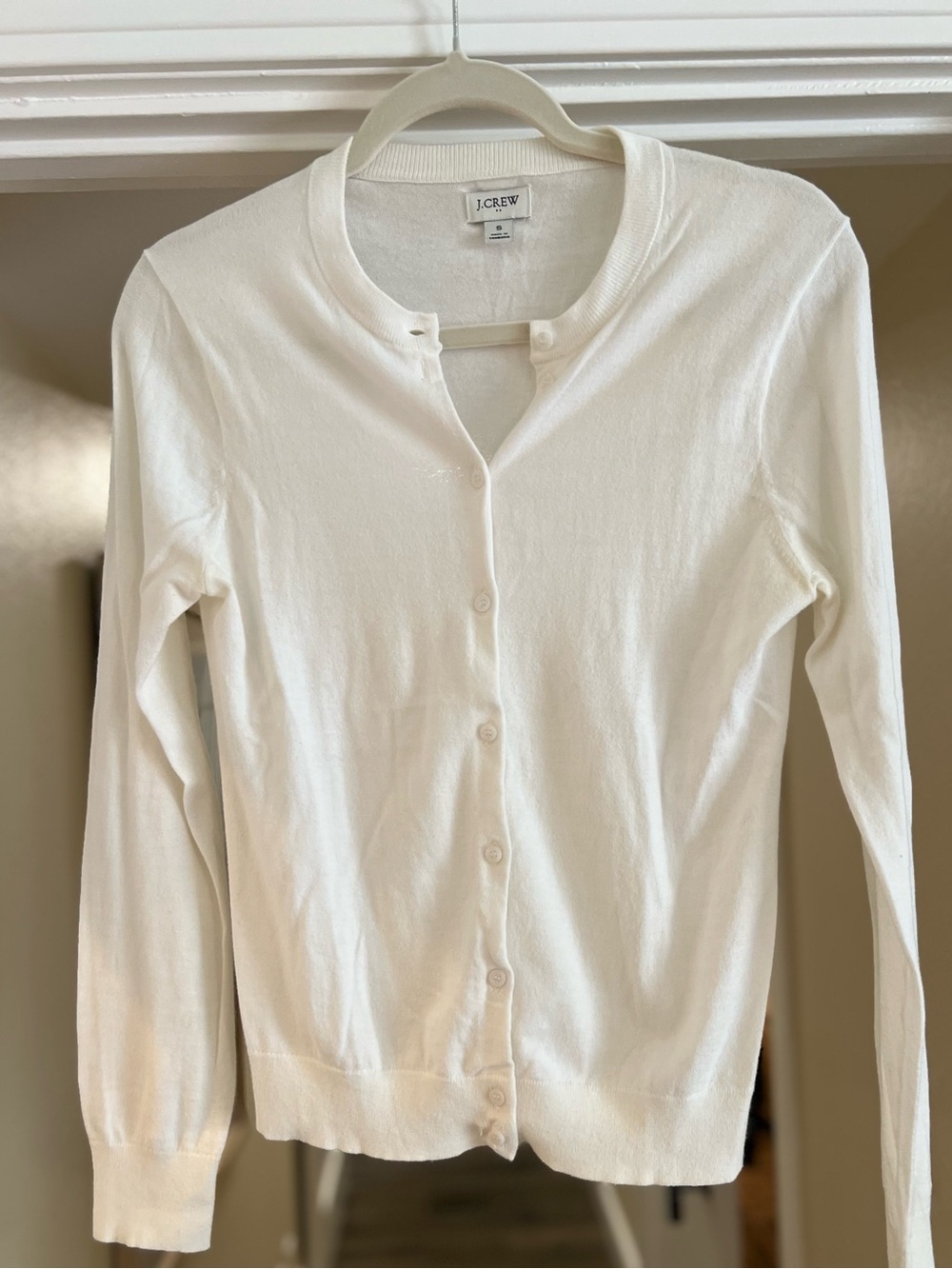 J. Crew White Button-Front Cardigan